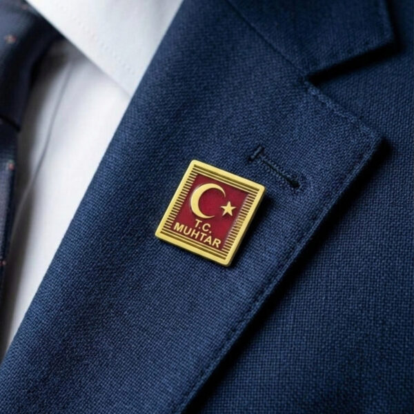 Muhtar Kare Model 925 Ayar Gümüş Yaka Rozeti
