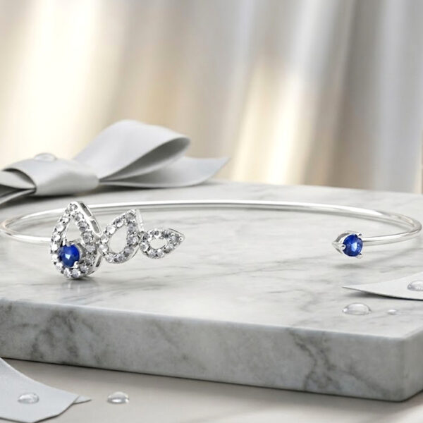 Safir Detaylı Pırlanta Bileklik 0.21 Ct – 8 Ayar Altın
