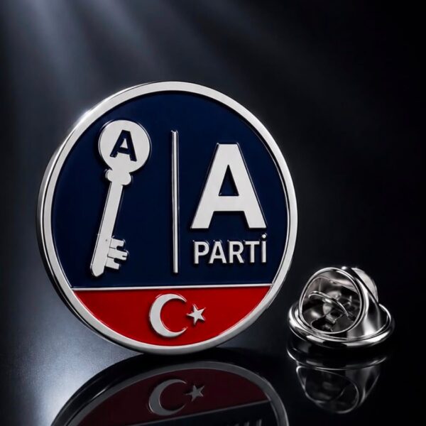 Anahtar Parti Gümüş Kaplama Yaka Rozeti