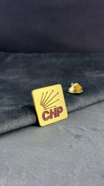 CHP Cumhuriyet Halk Partisi Altın Kaplama Kare Yaka Rozeti