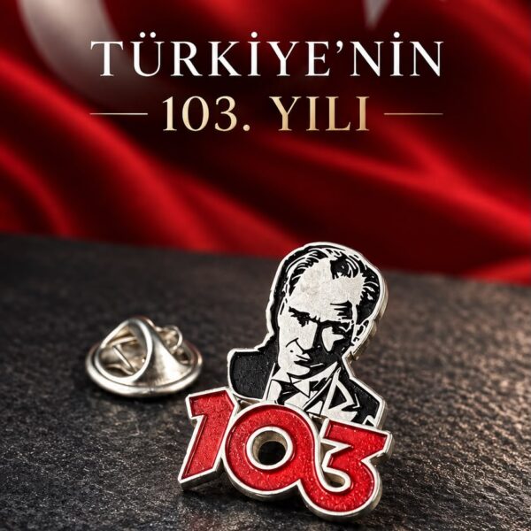 Cumhuriyet 103. Yıl Gümüş Kaplama Yaka Rozeti