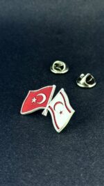 KKTC & TC - Kıbrıs ve Türkiye Gümüş Kaplama Yaka Rozeti