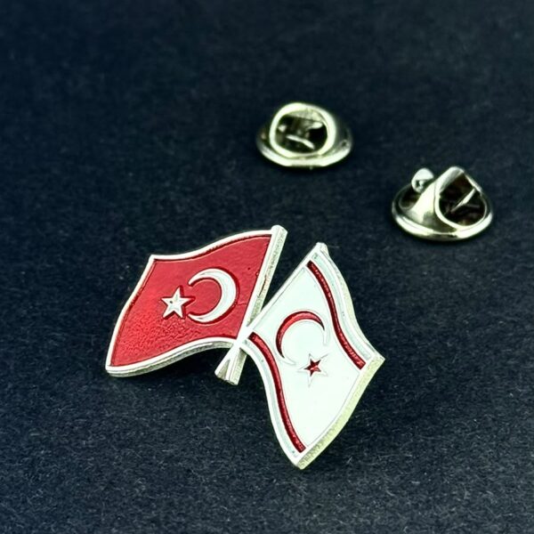 KKTC & TC - Kıbrıs ve Türkiye Gümüş Kaplama Yaka Rozeti