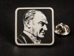Atatürk Özel Tasarım Gümüş Kaplama Kare Yaka Rozeti