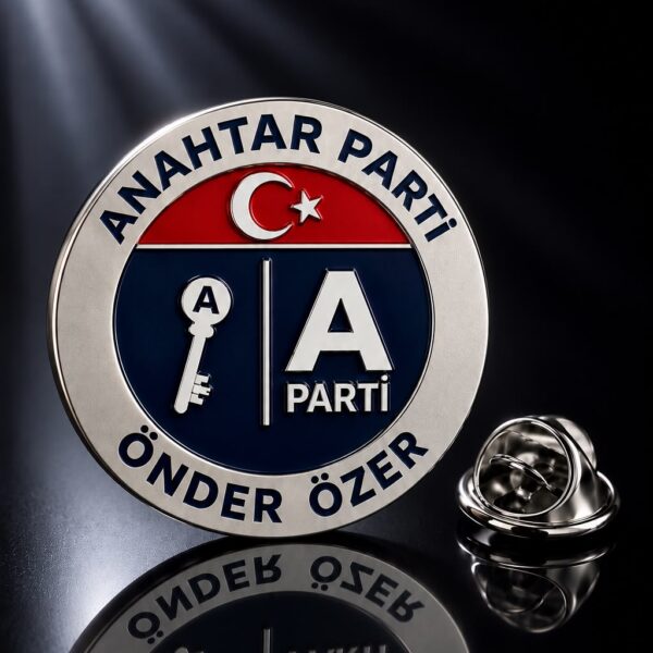 Anahtar Parti İsimli Bayrak Detaylı Gümüş Kaplama Yaka Rozeti